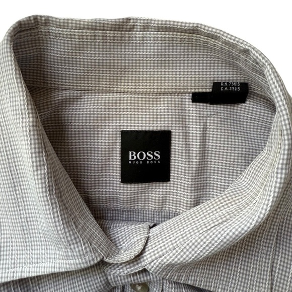 Hugo Boss Long Sleeve Dress Shirt Men’s XL Grey Formal Special Occasion Wedding - Picture 7 of 9